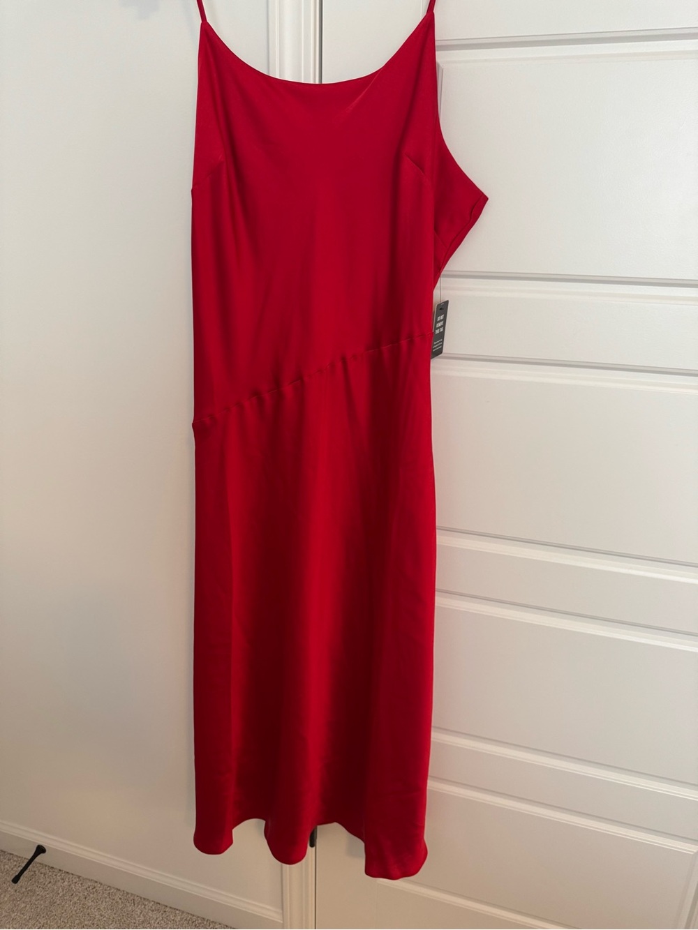 Express Red Satin Midi Slip Dress